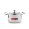 Crystal Trival Triply Stainless Steel Stock Pot | 3 Liters with Glass Lid | Biryani Pot, Handi Shaped/Casserole | Weight-1.7 kg | Induction Friendly | 100% Toxin-Free | Healthy Cooking, Less Oil Use