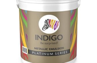 Indigo Metallic Emulsion Platinum Series – Sparkling Metallic Texture Wall Paint | Water-Based | Anti-Fungal & Algae Resistant | Interior & Exterior Use 4 L Signal Red