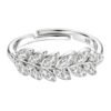 KYAT 925 Sterling Silver Leaf Ring for Women | CZ Diamond Studded Feather Band Ring | Lightweight Floral Finger Ring | Party Wedding Anniversary Everyday Wear | Gift for Girls & Women |