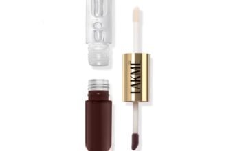 Lakme 9to5 Double Duty Matte to Glass Liquid Lip – Walnut Praline 7.6ml