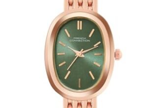 French Connection Sunray Green Oval Dial with Rose Stainless Steel Strap Watch for Womens – FCN0130NRGM