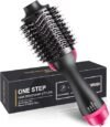 One Step Hair Dryer Brush – Hot Air Brush Hair Dryer & Volumizer | Heat Settings | Hair Straightener & Styler Brush for Fast Drying, Smoothening & Salon Blowout | Black & Pink