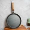 Femora 9.8 inch (24.5 cm) Iron Flat Tawa with Wooden Handle | 25 cm | 2.5 mm Thick | Iron Pan | Scratch Resistant, Non Toxic | Induction & Gas Friendly, Heavy Bottom