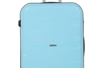 Teakwood Medium Check in Size 8 Wheels Trolley Bag, Hard Cabin with Zipper Closure, Adjustable Push Button & TSA Lock System 360 Degree (Medium, Sky Blue)