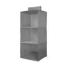 PrettyKrafts 3-Shelf Hanging Wardrobe Organiser with Engineered Wood Base | Heavy-Duty Non-Woven Foldable Closet Storage & Almirah Organizer for Clothes, Accessories, and Toys (Grey)