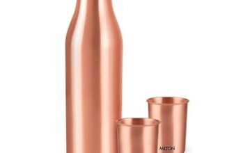MILTON Copper Charge Drinkware Gift Set, 99.9% Pure Copper Water Bottle 850 ml each,2 Tumbler 280 ml each, Leak-Proof Design,Ayurveda Health Benefits, Boosts Immunity, Heart Health & Anti-Aging