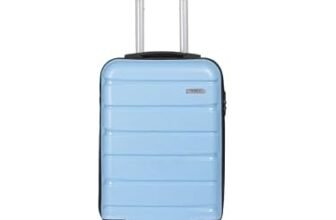 Teakwood Small Size 55 CM 8 Wheels Trolley Bag, Hard Cabin with Zipper Closure, Adjustable Push Button & Cross Side Strap, TSA Lock System 360 Degree (Small, Powder Blue)