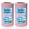 PackPro Non-Woven Kitchen Towel Roll | Red | 160 Pulls | 80 Pulls x 2 Rolls | Washable, Eco-Friendly, Disposable Cleaning Towels for Home, Office, and Kitchen Use | Soft & Highly Absorbent