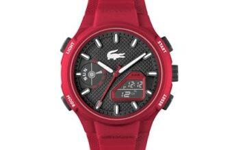 Lacoste Men Analogue Lc33 Qtz Basic Black Round Dial Watch|Red Silicone Material|Red Color Band – 2011368