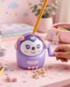 Cute Purple Cartoon Doll Hand-Crank Pencil Sharpener for Kids
