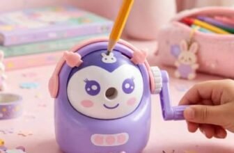Cute Purple Cartoon Doll Hand-Crank Pencil Sharpener for Kids