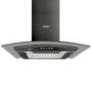 Glen 60cm 1000 m3/hr Curved Glass Wall Mounted Kitchen Chimney Push Buttons Baffle Filter (MISO Black)