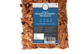 Chewers Oven Baked Real Chicken & Blueberry Dog Biscuits, Chicken Flavour, Dog Treat 1 Kg (Pack of 4)