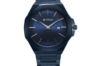Titan Classic Slim Quartz Analog with Date Blue Dial Stainless Steel Strap Watch for Men-90167QM01
