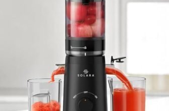 SOLARA Cold Press Juicer for Home With Automatic Fruit Cutting, Masticating Juicer Machine (10% More Juice), All-in-One Cold-Press Juicers, Slow Juicer for Fruits & Vegetables, Black