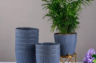 Nurturing Green® Self Watering Plant Pots, 14cm, Set of 10 (Grey)