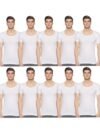 Rupa Jon Half Sleeves Vest for Men | 100% Cotton | Round Neck | Regular Fit | Pack of 10 White