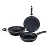 Judge by Prestige Ace Aluminium Non-Stick Cookware Set – Kadai 20 cm, Fry Pan 20 cm, Omni Tawa 25 cm – 1 Unit Each, Black
