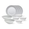 Larah By Borosil – Tiara Series, Black Grey Cone, 10 Pcs, Opalware Floral Dinner Set, White