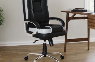 Flipkart Perfect Homes Opulon High Back Leatherette Office Executive Chair Leatherette Office Executive Chair(Black, White, Optional Installation Available)
