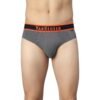 Van Heusen Cotton Men Colour Fresh Briefs – Neon Elasticized Waistband, Ultra Soft_10013_Charcoal Melange W Neon Orange_S, Small