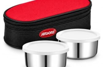 JENSONS Premium Essence Stainless Steel Lunchbox 3pc Set (350ml x 2) Tiffin for Office, School & College with Food Grade Steel Leakproof & Dishwasher Safe