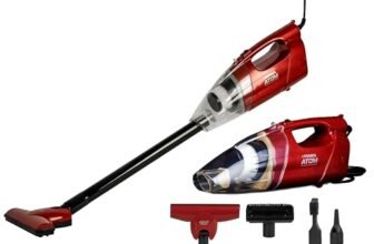 Eureka Forbes Atom 12,000 Pa Powerful Suction Power, 2-in-1, Handheld & Stick Functions, Blower Function, Can be Used as Inflator for Toys; for Home Use, with Washable Filter