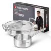 TriPro Triply Stainless Steel 3 Pcs Cookware Set – 24cm (3L) Indian Wok/Kadai with Lid and 16cm (1.7L) Teapan, Event Heating, Consumes Less Oil, Healthy Cooking – Induction and Gas Stove Ready