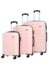 Teakwood Small-Medium-Large 8 Wheels Trolley Bag, Hard Cabin with Zipper Closure, Adjustable Push Button & Cross Side Strap, TSA Lock System 360 Degree (Set of 3, Rose)
