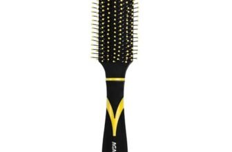 AGARO Breeze Flat Hair Brush with Strong & flexible nylon bristles, having Anti static ball tips, For Grooming, Volumising & Back Brushing, ideal for Men, Women & Kids, Yellow & Black.