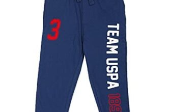 US Polo Assn. Knitted Cotton Joggers for Boys – Mid Rise, Regular Fit, Brand Printed Joggers for Kids – 12T, Blue