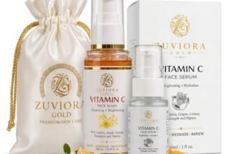 Zuviora Gold Premium Vitamin C Skincare Ritual Combo Pack – Luxury Ayurvedic Face Wash (100ml) & Radiant Face Serum (30ml) for Deep Glow, Anti-Aging & Skin Brightening | Includes Elegant Gift Pouch (Pack of 2)