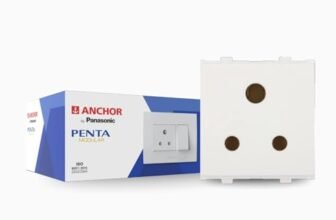 Anchor by Panasonic Penta Modular 2 Module 6 Amp 3 Pin Round Socket W/O Shutter (White, 65208-10)