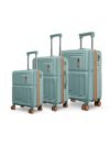 Safari Roma Hard Luggage Trolley Bag with 8 Wheels Set of Cabin, Medium and Large Size Suitcases – Sage Green