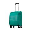 Aristocrat Duralite Soft Case Cabin (Small) 8-Wheel Trolley Bag, Teal Blue | Zipper Expander, Front Pocket, Durable Polyester Case, Combination Lock, Compact Travel Luggage, 3-Year Global Warranty