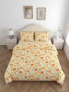 haus & kinder Microfiber Double Flat 200 TC Printed 1 Bedsheet with 2 Pillow Covers(Blue)