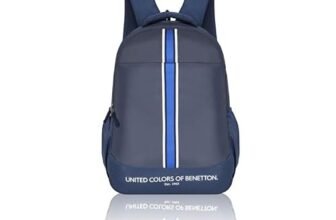 United Colors of Benetton Unisex Laptop Backpack Sonic – Navy | Dual-Tone Heavy-Duty Fabric | Padded Laptop Sleeve | Sporty Webbing | Spacious Backpack For Travel, School, College & Work