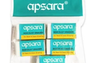 Apsara Non-Dust Erasers | Clean, Dust Free & Good Erasing | Soft Erasers | use for School, College & Artist Student | 5 Pcs Pouch