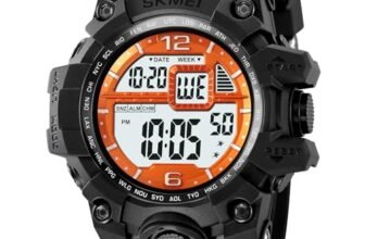 SKMEI Sport Wrist Watches for Men Digital Display Orange-White Dial ABS::TPU Men’s TPU Black Color Stylish Band Water-Resistant & Scratch-Resistant-2245