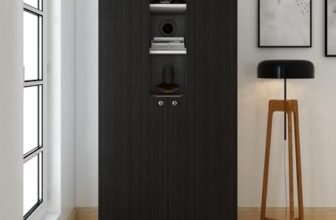 A GLOBIA CREATIONS Verlin 2 Door Wardrobe Engineered Wood | Matte Finish | Wenge Color | Bedroom Storage | 6 Shelves & 2 Hanger Rods | Termite & Scratch Resistant | 36-Month Warranty