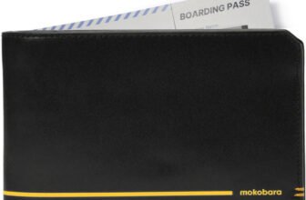 Mokobara Men & Women Travel Black Genuine Leather Document Holder(4 Card Slots)