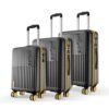 Safari Astra Neo 8 Wheels Set of 3 Trolley Bags, Hard Case Polycarbonate, 360 Degree Wheeling Carry on & Check-in Luggage for Men & Women, Suitcase for Travel, Trolley Bags for Travel, Black