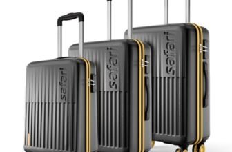 Safari Astra Neo 8 Wheels Set of 3 Trolley Bags, Hard Case Polycarbonate, 360 Degree Wheeling Carry on & Check-in Luggage for Men & Women, Suitcase for Travel, Trolley Bags for Travel, Black