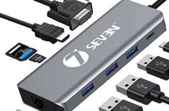7SEVEN® USB C Hub 9-in-1 Multiport Adapter with 4K HDMI, Gigabit Ethernet, 100W PD, USB-C Data Port, 3× USB 3.0, SD & TF Card Slots, Compatible with MacBook Pro/Air, Laptops & Type-C Devices