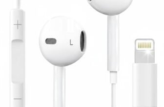 Ankoda Wired Original Stereo Earphones with Built-in Microphone Compatible with iPhone 7/8/X/XS/XR/11/12/13/14 Series, Sound, Noise Isolating in-Ear Headphones, White