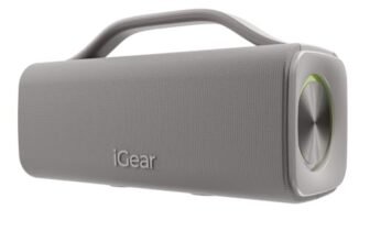 iGear Drift Portable 60W Bluetooth Speaker with Bluetooth 5.3, Deep Bass, TWS Pairing, RGB Lights, IPX5 Water Resistant, USB/TF Card/AUX Playback, Type-C Charging (Cold Grey)