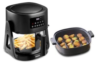 Acerpure Air Fryer | 100% Glass Bowl | 90% Less Oil | 5.5L Air Fryer + 2.5L Cooking Pot | Air Fry, Toast, Reheat, Grill, Cook | 360° TurboHeat Technology | Preset Modes | 1500 Watts | Black