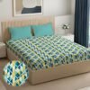 Livspace Bedsheet for Double Bed Queen Size | 78 x 60 Inches Queen Size Bedsheet with Elastic Fitted with 2 Pillow Covers | 100% Cotton, 144 TC Soft & Breathable | Pure Nest by Bello (Tasello Teal)