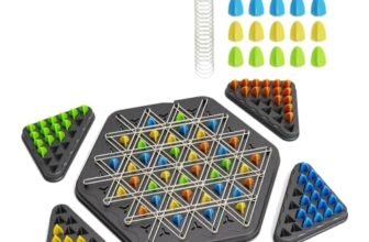 TinyPlay Triggle Triangle Strategy Board Game for Kids 6+ Years and Family | Rubber Band Peg and Ring Logic Game | Brain Games for Kids 8-12 Years | Birthday and Return Gift for Boys and Girls