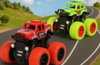 GRAPHENE Pack of 2 4×4 Monster Truck Toy Set for Boys 3-7 Years Old 4WD Friction Powered 360° Crawling Stunt Car Toys Pullback Durable High-Density Alloy Educational Toy Gift 2-8 Years Kids Girl